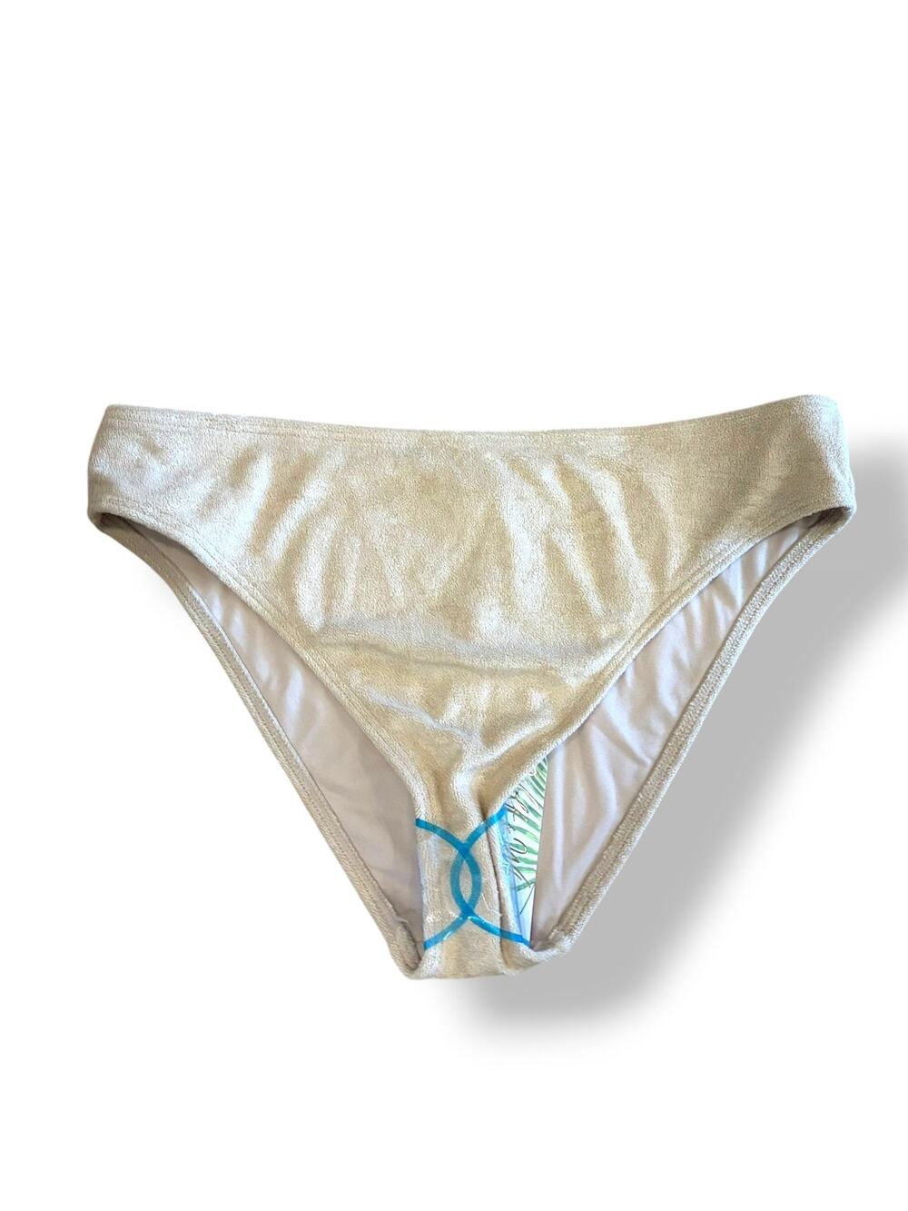 Wolf & Whistle Beige Fuzzy Textured Bikini Bottom Size 10 NWT Coastal Beach